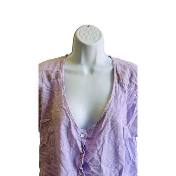 Ava & Viv Lavender Gauze Button Top 2X Plus Size Boho Summer Blouse - Picture 2 of 4